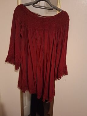 Women’s Red Off-Shoulder Peasant Top